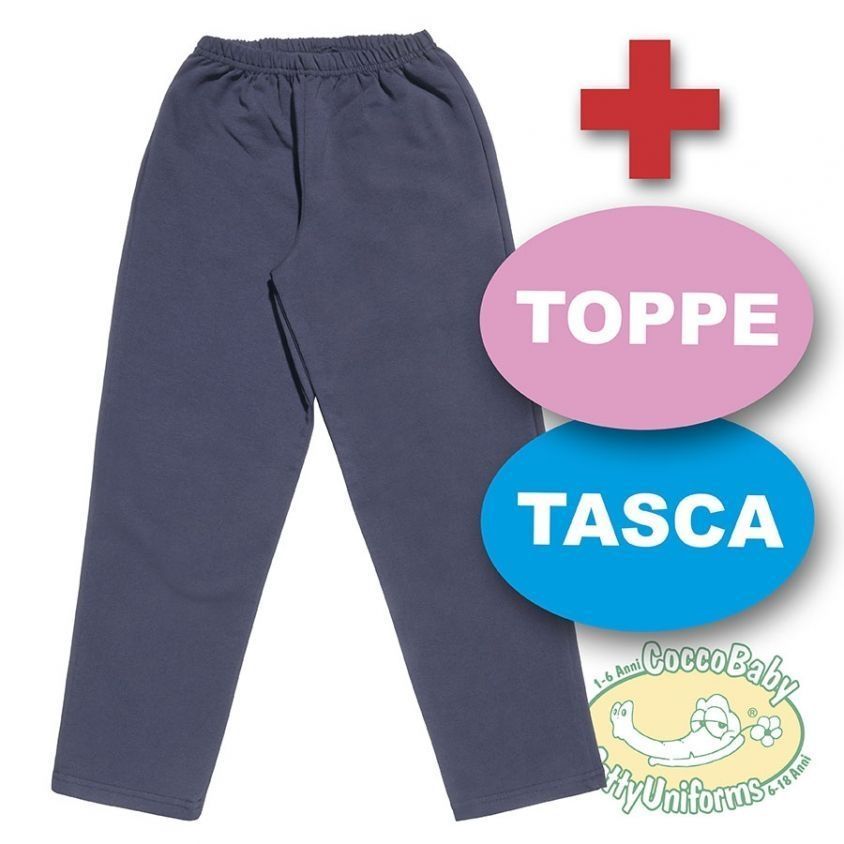 Pantaloni lunghi in felpa bambino con toppe sulle ginocchia